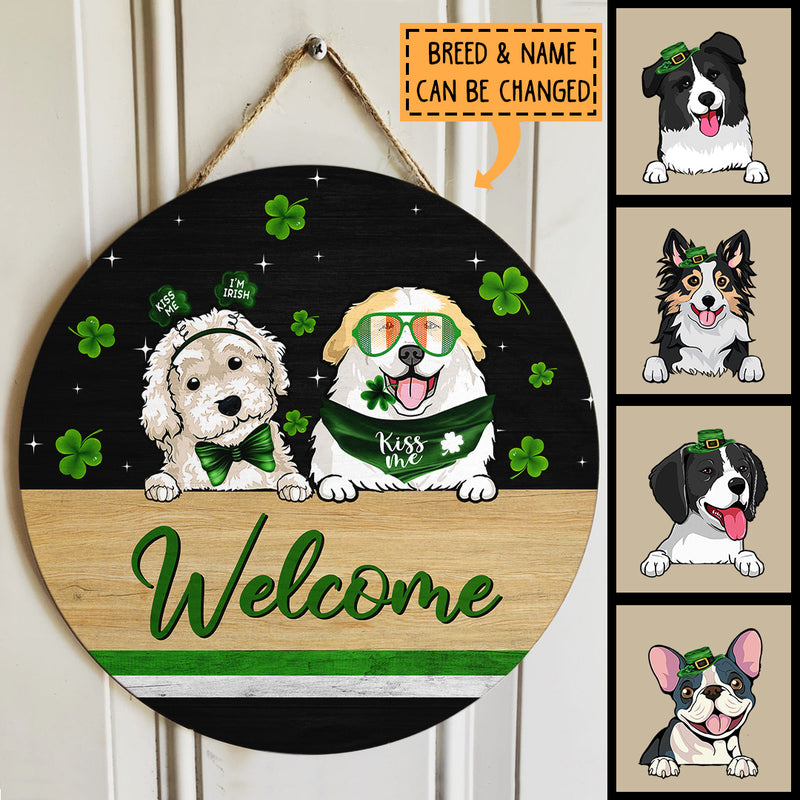 St. Patrick's Day Personalized Wood Sign, Gifts For Dog Lovers, Shamrock Welcome Signs , Dog Mom Gifts