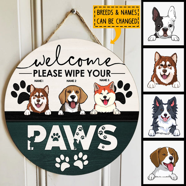 Pawzity Welcome Door Signs, Gifts For Dog Lovers, Please Wipe You Paws Custom Wooden Signs , Dog Mom Gifts