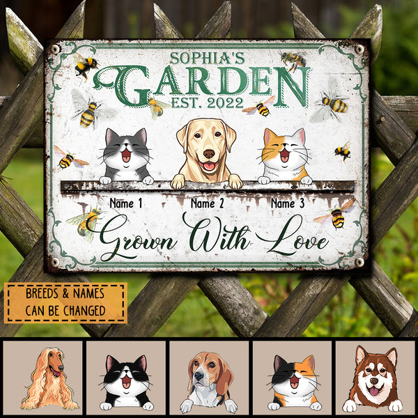 Pawzity Metal Garden Sign, Gifts For Pet Lovers, Grown With Love Personalized Housewarming Gifts