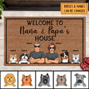 Pawzity Welcome Mat, Gifts For Pet Lovers, Welcome To Nana & Papa's House Outdoor Door Mat