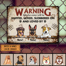 Pawzity Warning Metal Yard Sign, Gifts For Dog Lovers, All Who Enter Will Be Loved By The Dogs Funny Warning Sign