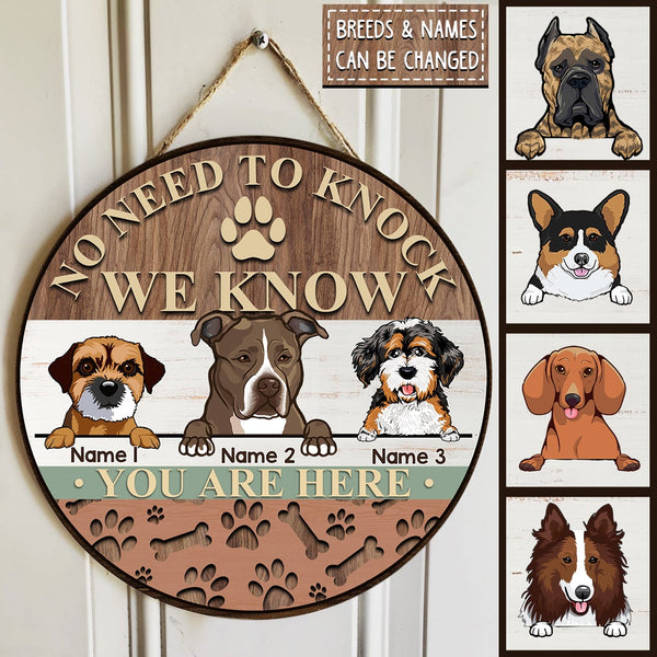 Pawzity No Need To Knock I Know You Are Here Custom Wooden Signs, Gifts For Dog Lovers, Funny Warning Signs , Dog Mom Gifts