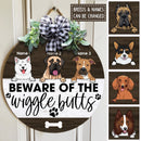 Pawzity Beware Of Wigglebutts Custom Wooden Signs, Gifts For Dog Lovers, Funny Dog Warning Signs , Dog Mom Gifts