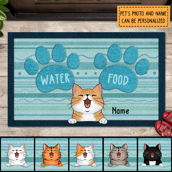 Pawzity Personalized Doormat, Gifts For Cat Lovers, Water Or Food Cat Choice Front Door Mat