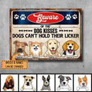Pawzity Warning Metal Yard Sign, Gifts For Dog Lovers, Beware Of The Dog Kisses Funny Warning Sign