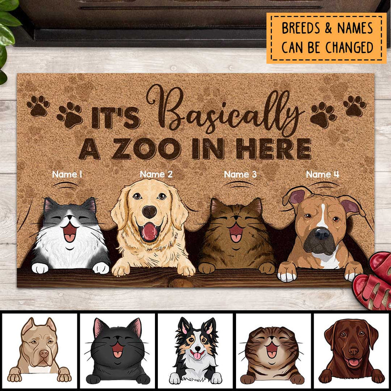 Pawzity Personalized Doormat, Gifts For Pet Lovers, It's Basically Zoo In Here Front Door Mat