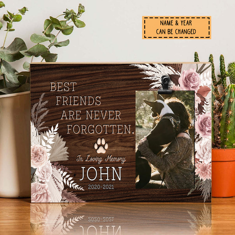 Best Friends Are Never Forgotten, Pet Memorial, Personalized Pet Name Photo Clip Frame, Gifts For Loss Of Pet