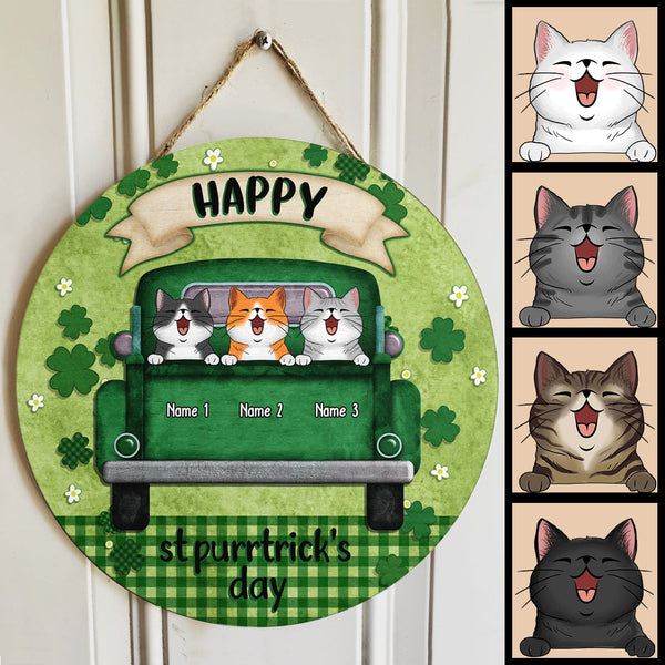 St. Patrick's Day Custom Wooden Signs, Gifts For Cat Lovers, Happy St, Purrtrick's Day Personalized Sign Wood , Cat Mom Gifts