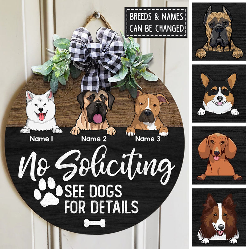 Pawzity No Soliciting Sign Funny Custom Wooden Signs, Gifts For Dog Lovers, See Dogs For Details Warning Sign , Dog Mom Gifts