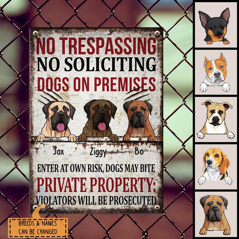 Pawzity No Soliciting Metal Yard Sign, Gifts For Dog Lovers, Private Property Violators Will Be Prosecuted Warning Signs