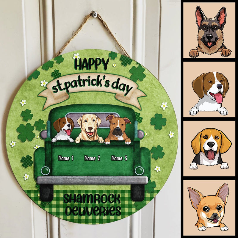 St. Patrick's Day Custom Wooden Signs, Gifts For Dog Lovers, Shamrock Deliveries Personalized Sign Wood , Dog Mom Gifts
