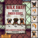 Pawzity Metal Yard Sign, Gifts For Dog Lovers, Walk Away We Have Anger Issues And A Serious Dislike For Stupid People