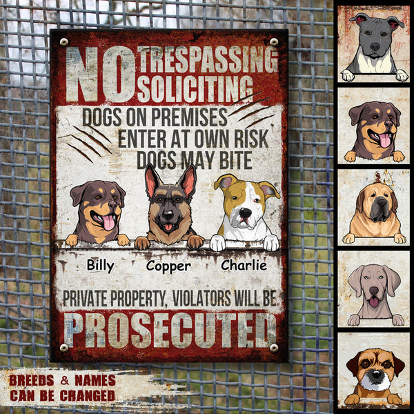 Pawzity No Trespassing No Soliciting Metal Yard Sign, Gifts For Dog Lovers, Dogs May Bite Warning Signs