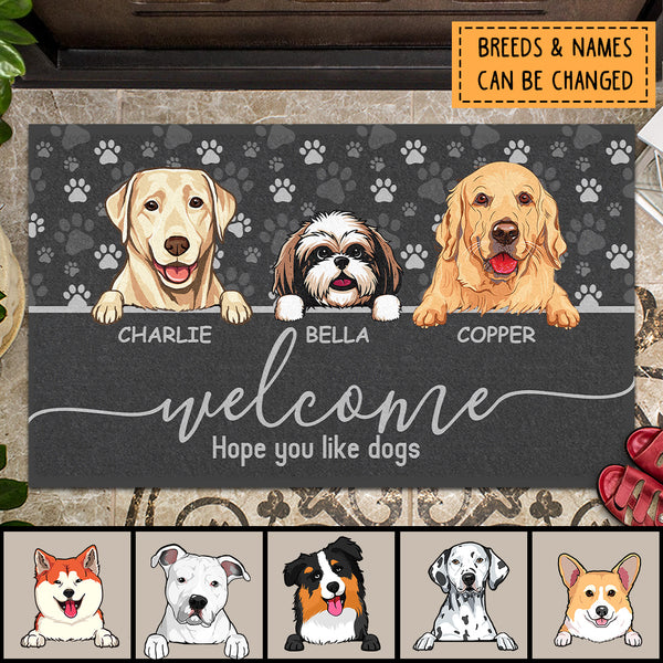 Pawzity Welcome Mat, Gifts For Dog Lovers, Hope You Like Dogs Front Door Mat, Personalized Housewarming Gifts