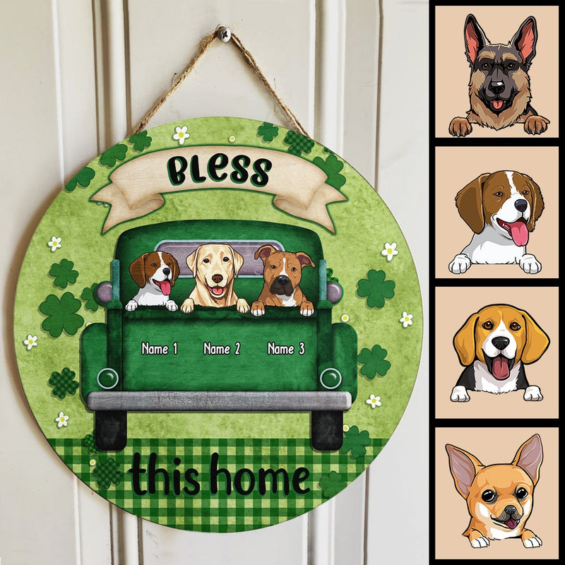 St. Patrick's Day Custom Wooden Signs, Gifts For Dog Lovers, Bless This Home Personalized Sign Wood , Dog Mom Gifts