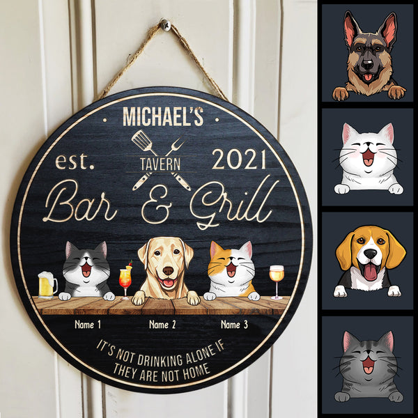 Pawzity Wood Bar Signs, Gifts For Pet Lovers, Tavern Bar & Grill It's Not Drinking Alone Custom Wooden Signs