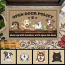 Pawzity Custom Doormat, Gifts For Pet Lovers, Open Door Policy Show Up With Alcohol We'll Open The Door