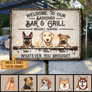 Pawzity Metal Backyard Bar & Grill Sign, Gifts For Dog Lovers, Proudly Serving Whatever You Brought Vintage Signs