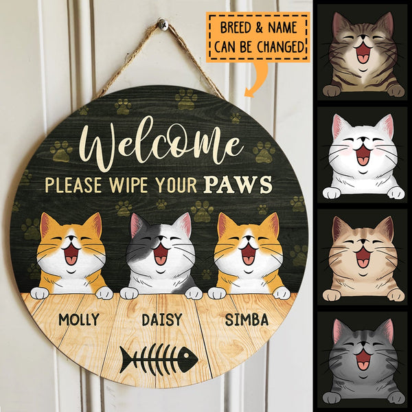 Pawzity Welcome Door Sign, Gift For Cat Lovers, Please Wipe Your Paws Funny Signs, Personalized Housewarming Gifts , Cat Mom Gifts