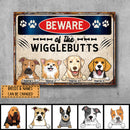 Pawzity Warning Metal Yard Sign, Gifts For Dog Lovers, Beware Of The Wigglebutts Funny Warning Sign