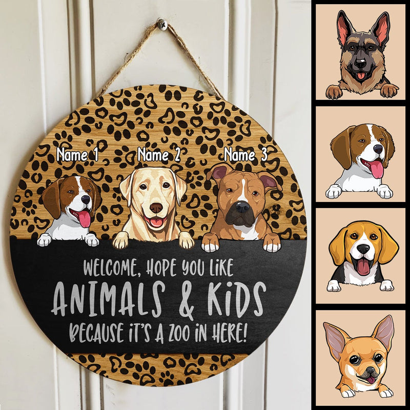 Pawzity Welcome Door Signs, Gifts For Dog Lovers, Hope You Like Animals And Kids Leopard Round Welcome Signs , Dog Mom Gifts