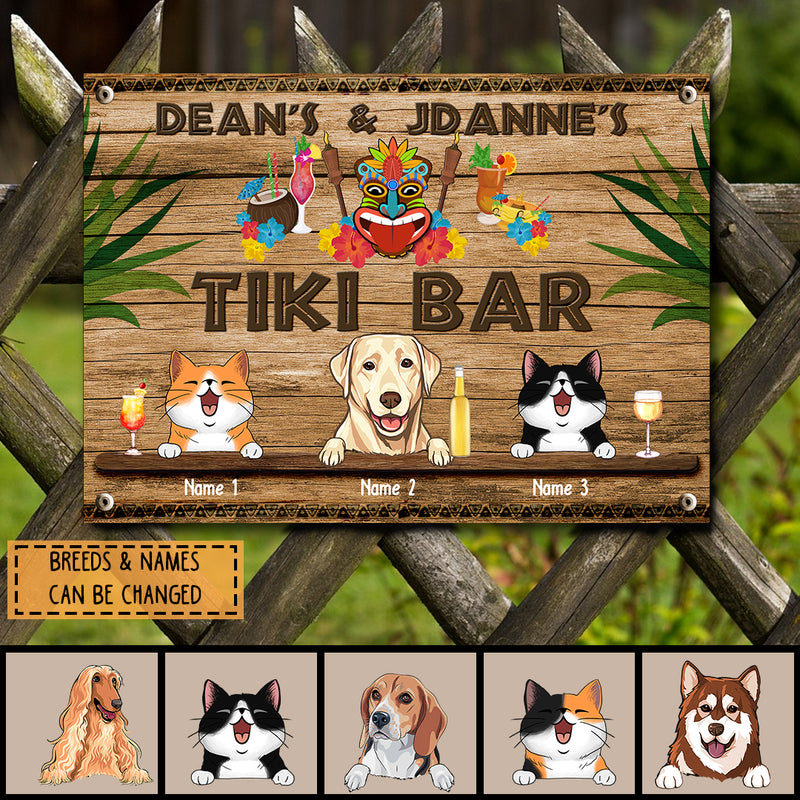 Pawzity Metal Tiki Bar Signs, Gifts For Pet Lovers, Hawaiian Tiki Silhouettes Personalized Home Signs