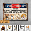 Pawzity Warning Metal Yard Sign, Gifts For Dog Lovers, Crazy Dogs Live Here No Need To Knock They Will Bark