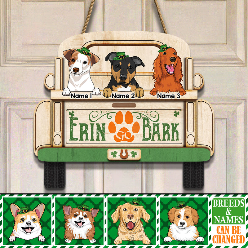 St. Patrick's Day Welcome Door Signs, Gifts For Dog Lovers, Erin Go Bark Car Shape , Dog Mom Gifts