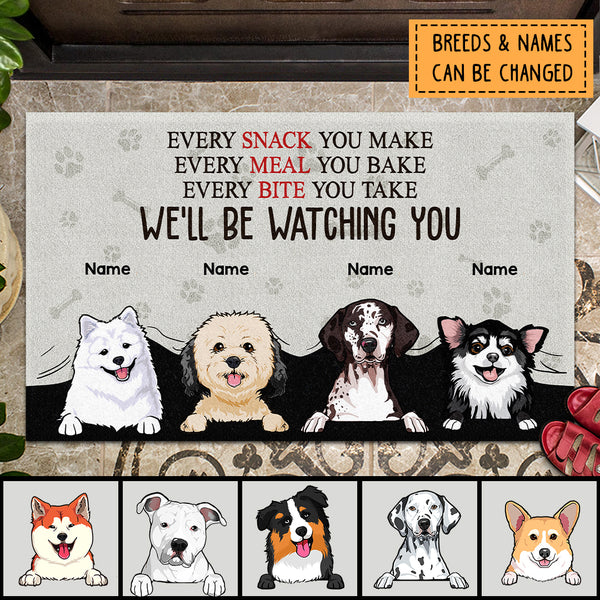 Pawzity Personalized Doormat, Gifts For Dog Lovers, Every Bite You Take We'll Be Watching You Front Door Mat