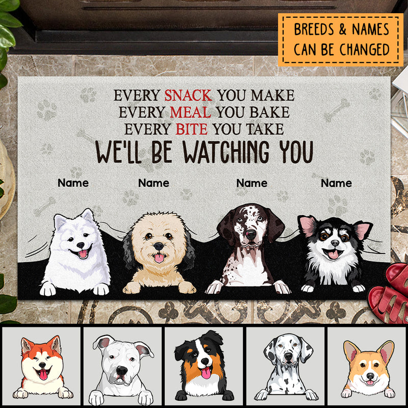 Pawzity Personalized Doormat, Gifts For Dog Lovers, Every Bite You Take We'll Be Watching You Front Door Mat