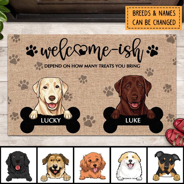 Pawzity Welcome-ish Custom Doormat, Gifts For Dog Lovers, Depends On How Many Treats You Bring Front Door Mat