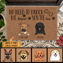 Pawzity No Need To Knock Custom Doormat, Gifts For Dog Lovers, We Know You Are Here Brown Front Door Mat