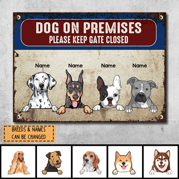 Pawzity Please Keep Gate Closed Metal Yard Sign, Gifts For Dog Lovers, Dog On Premises Personalized Metal Signs