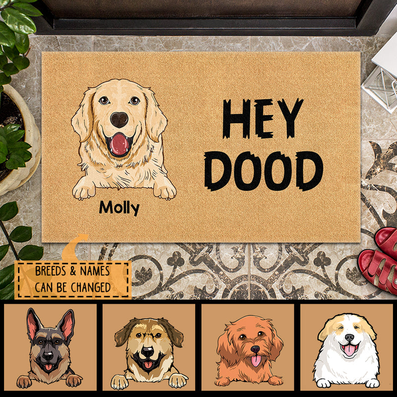 Pawzity Funny Welcome Mat, Gifts For Dog Lovers, Hey Dood Outdoor Door Mat, Personalized Housewarming Gifts