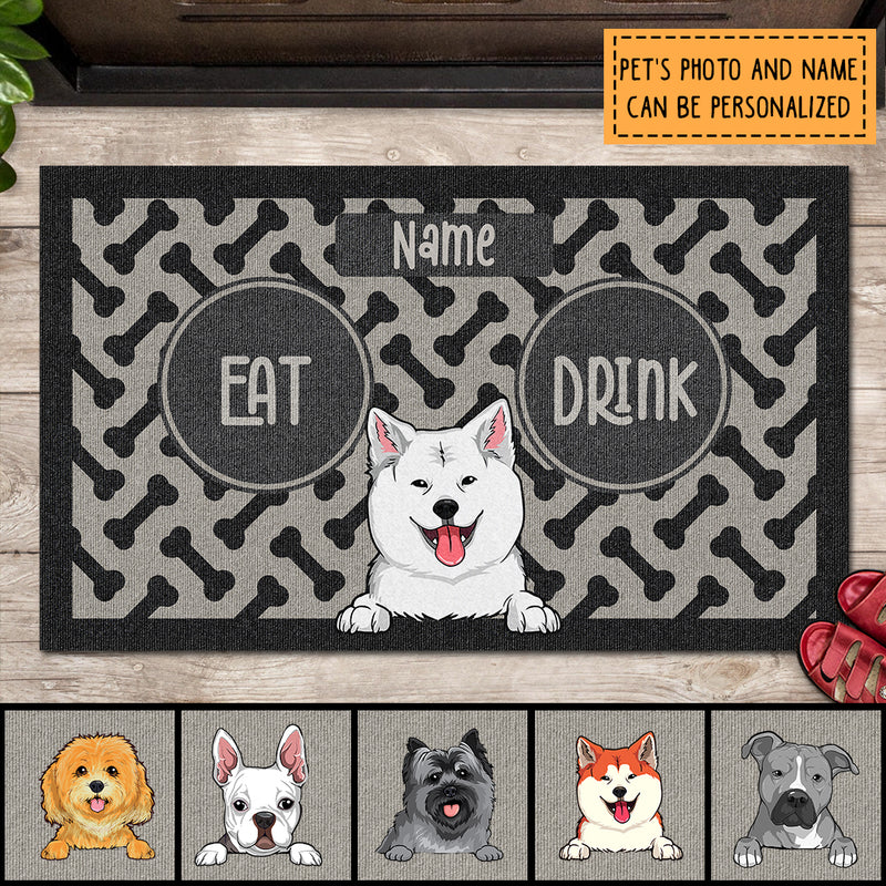 Pawzity Personalized Doormat, Gifts For Dog Lovers, Eat Or Drink Dark Front Door Mat