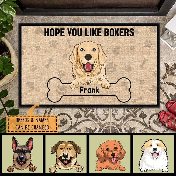 Pawzity Custom Doormat, Gifts For Dog Lovers, Hope You Like Boxers Dog & Bone Front Door Mat