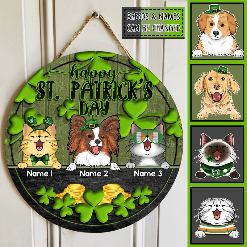 St. Patrick's Day Custom Wooden Signs, Gifts For Pet Lovers, Holiday Front Door Decor