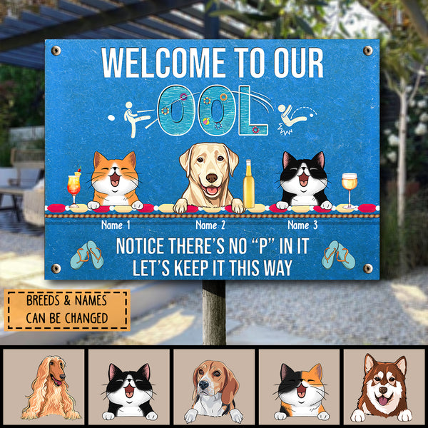 Pawzity Metal Pool Sign, Gifts For Pet Lovers, Notice There's No "P" In It Let's Keep It Away Welcome Signs