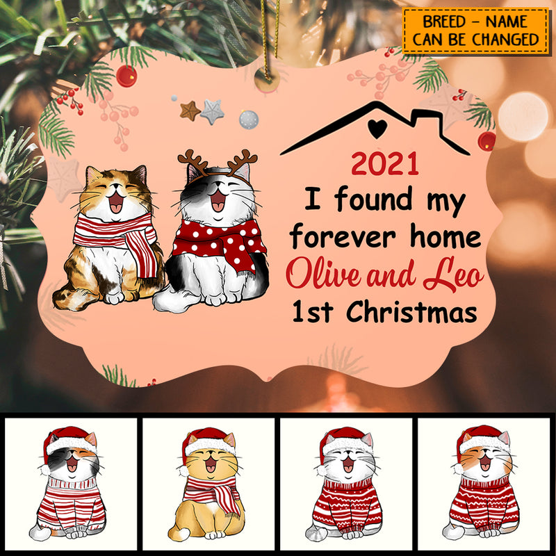 I Found My Forever Home, Cat 1st Christmas Aluminium Ornate Ornament, Personalized Cat Breeds Ornament