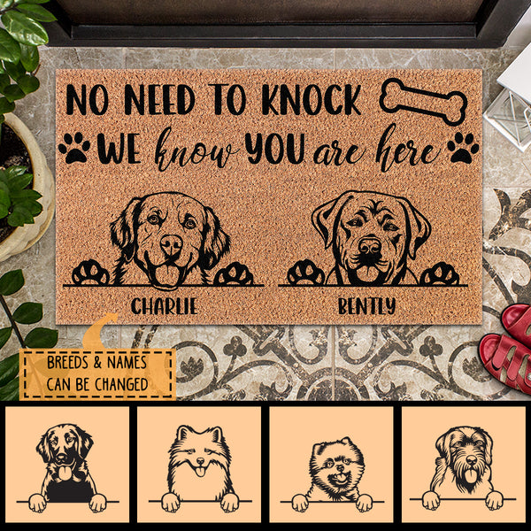 Pawzity No Need To Knock Custom Doormat, Gifts For Dog Lovers, We Know You Are Here Front Door Mat