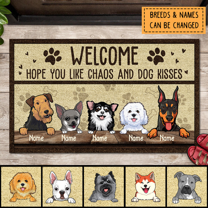 Pawzity Funny Welcome Mat, Gifts For Dog Lovers, Hope You Like Chaos And Dog Kisses Outdoor Door Mat