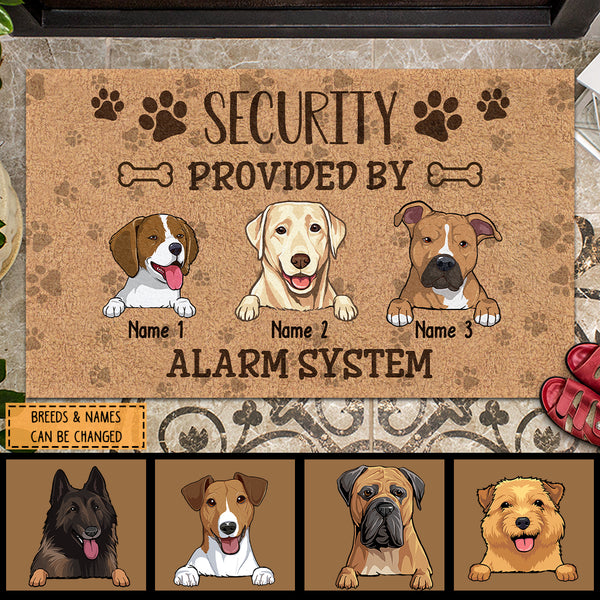 Pawzity Custom Doormat, Gifts For Dog Lovers, Security Provided By Alarm System Outdoor Door Mat