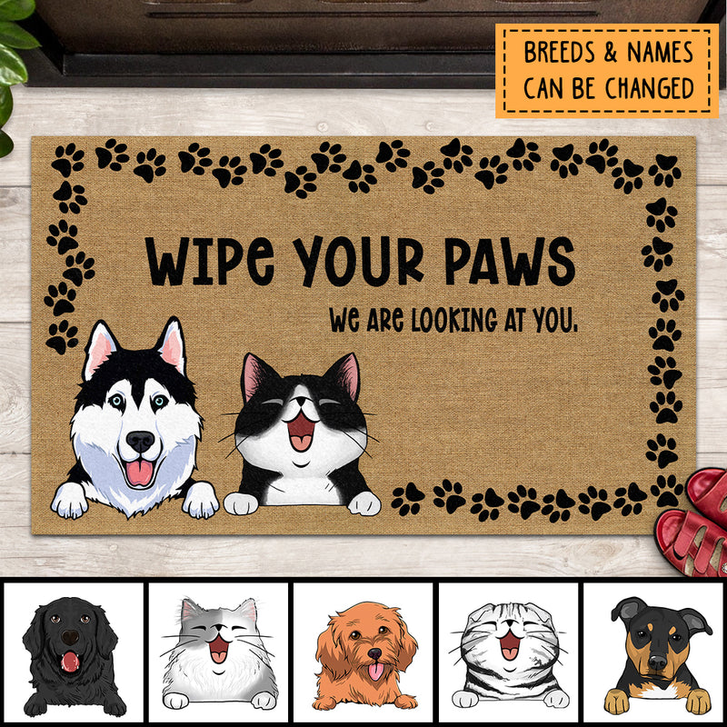 Pawzity Personalized Doormat, Gifts For Pet Lovers, Wipe Your Paws We Are Looking At You Front Door Mat