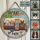 Pawzity Personalized Camping Signs, Gifts For Dog Lovers, Home Is Where We Park It, Dogs In Camper Van , Dog Mom Gifts