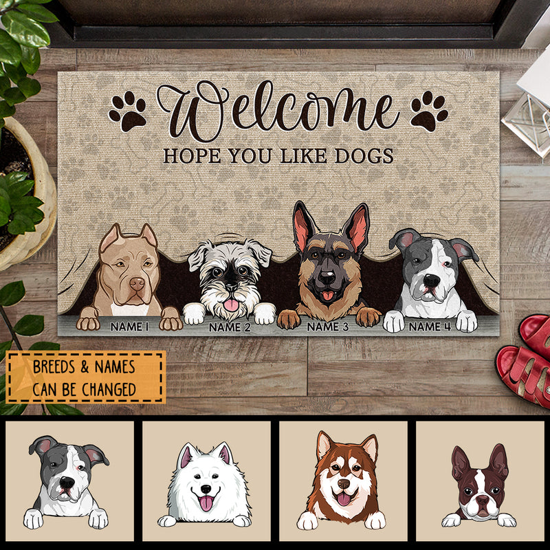 Pawzity Custom Doormat, Gifts For Dog Lovers, Welcome Hope You Like Dogs Outdoor Door Mat
