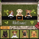 St. Patrick's Day Personalized Doormat, Gifts For Dog Lovers, Welcome Dogs On A Belt Holiday Doormat