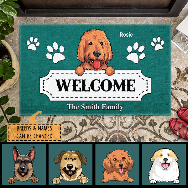 Pawzity Welcome Mat, Gifts For Dog Lovers, White Sign Outdoor Door Mat, Personalized Housewarming Gifts