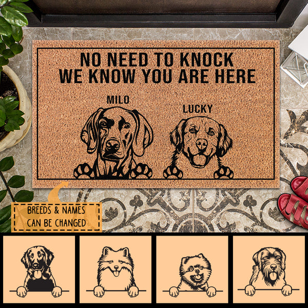 Pawzity No Need To Knock Custom Doormat, Gifts For Dog Lovers, I Know You Are Here Front Door Mat