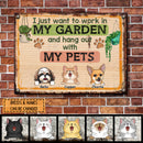 Pawzity Metal Garden Sign, Gifts For Pet Lovers, I Just Want To Work In My Garden And Hang Out With My Pets