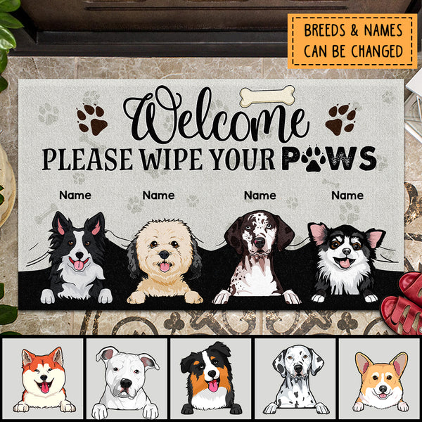 Pawzity Front Door Mat, Gifts For Dog Lovers, Welcome Please Wipe Your Paws Personalized Doormat